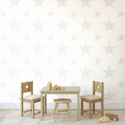 Galerie Style Sisters Double Star Pearl White Cream Ss21257 Wallpaper from B&Q