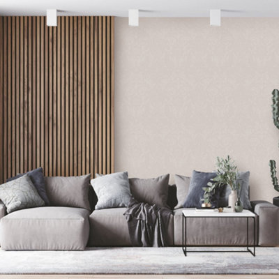 B&Q -  Llewelyn-Bowen Off The Wall Flock Beige Damask Lb25172 Wallpaper