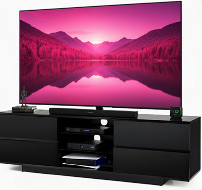 Homeology Avitus Gloss Black With 4-Black Drawer Tv Stand For Up To 65" Flat Screen Led And Lcd Tv Cabinet from B&Q