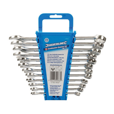 Silverline Combination Spanner Set 12Pce Sp1236 Hand Tools 819mm from B&Q