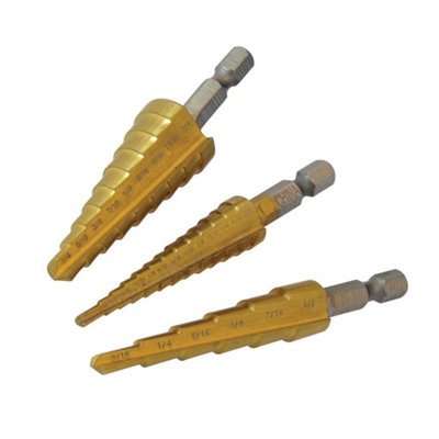 Silverline Titanium-Coated Hss Step Drill Set 3Pce - 3Pce Size 3