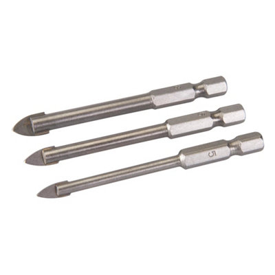 Silverline Hex Drive Tile & Glass Drill Bit 3Pce Set from B&Q