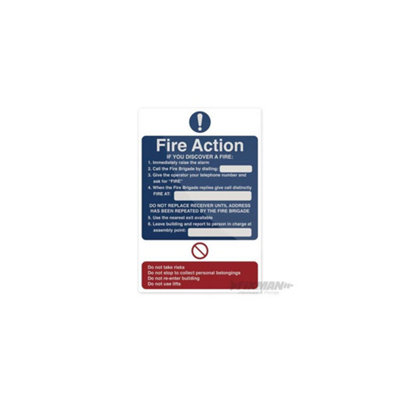 Fixman Fire Action If You Discover Sign200 X 300mm Self-Adhesive from B&Q