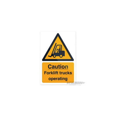 Fixman Caution Forklift Trucks Sign200 X 300mm Rigid from B&Q