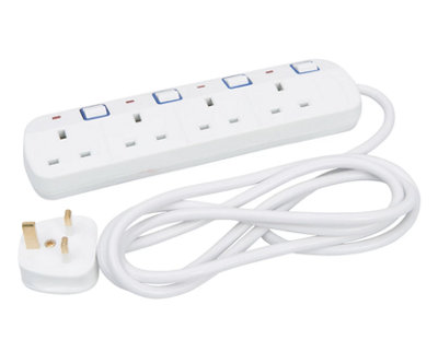 Powermaster Extension Lead With Individual Switches 6 Gang Sockets 13A With Neon Power Indicators2M Length from B&Q