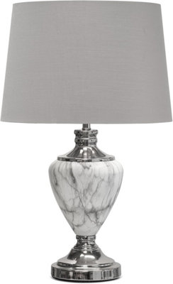 Lighting Supermarket Hepburn Large Grey Marble Table Lamp With Ivory Pleat ShadeGrey & Silver 61Cm from B&Q