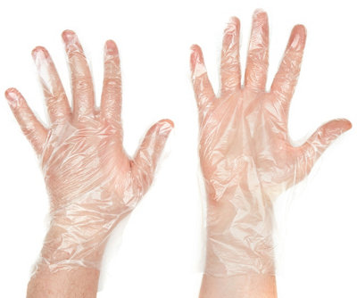 Shield Hea00496 Disposable Embossed Polythene GlovesBox Of 100Large from B&Q