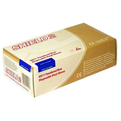 Dear Shield Shield Gd11 Powdered Vinyl GlovesBlueMediumPack Of 100 from B&Q