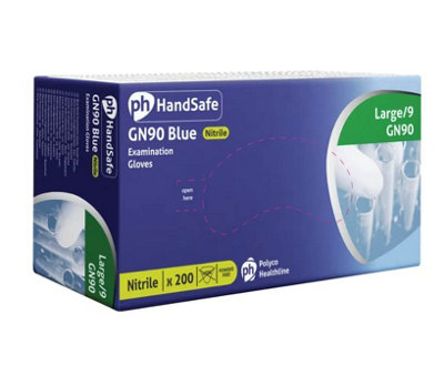 Handsafe Powder-Free Nitrile Gloves Large Blue (Pack Of 200) Gn90 from B&Q