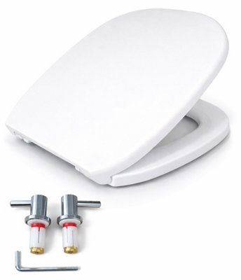 Twyford Bathrooms Twyford Quinta White D Shaped Toilet Seat With Standard Close Hidden Hinges Easy Cleaning For Squared Shaped (43 X 36 X 3.5Cm) from B&Q