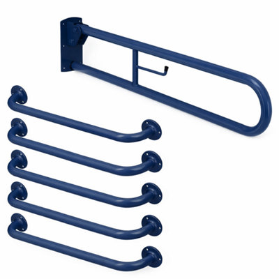 Twyford Bathrooms Twyford Doc M Fold Down Grab Bar Wall Mounted Bathroom & Toilet Safety Support RailHeavy Duty SteelBlue from B&Q