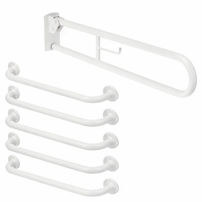 Twyford Bathrooms Twyford Doc M Fold Down Grab Bar Wall Mounted Bathroom & Toilet Safety Support RailHeavy Duty SteelWhite from B&Q