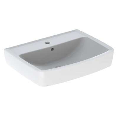 Twyford Alcona Ceramic 1 Tap Hole Square Wash Basin 600mm White (Basin Only) from B&Q