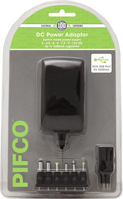 Generic Power Supply Adaptor Ac/dc 2250Ma With Detachable Plugs 3,4.5,6,7.5,9,12V Dc