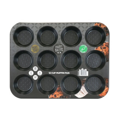 Hairy Bikers Non-Stick Carbon-Steel 12-Cup Muffin & Cupcake Tray Oven Freezer & Dishwasher Safe from B&Q