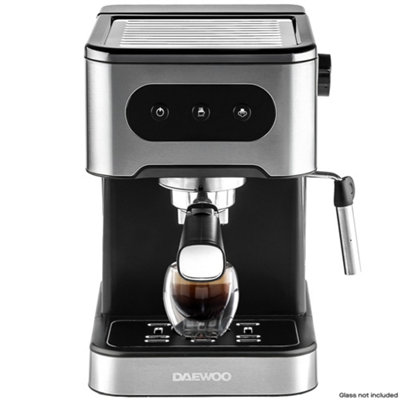 Daewoo Flava 1.5L Espresso Coffee Maker Machine Dual Cup 20 Bar With Milk Frother Steam Wand & Cup Warmer from B&Q
