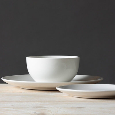 Carnaby Islington 12Pc Dinnerware Porcelain White Set Dishwasher Microwave Safe from B&Q