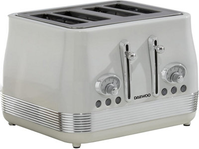 Daewoo Denver 4 Slice Wide Slot Stainless Steel Toaster Retro Vintage 6 Level from B&Q
