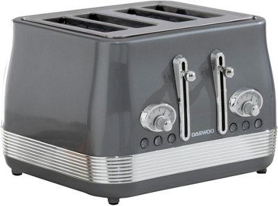 Daewoo Denver 4 Slice Wide Slot Stainless Steel Toaster Retro Vintage 6 Level