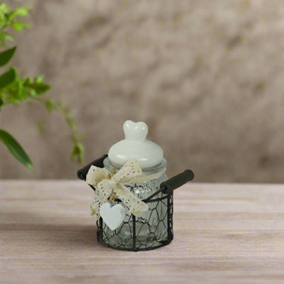  - Satchville Glass Jar In Wire Basket