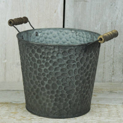 Satchville Zinc Pot With Hammered Finish from B&Q