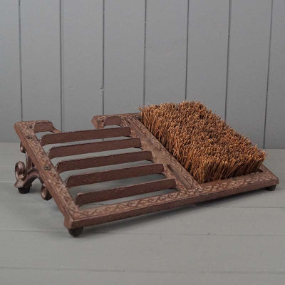 Four Candle Unisex Brown Cast Iron Boot Scraper & Brush Rustic Outdoor In 34.5Cm - Image 3