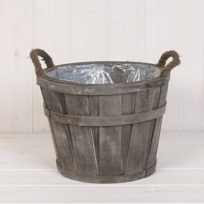 Satchville Wooden Barrel Planter from B&Q