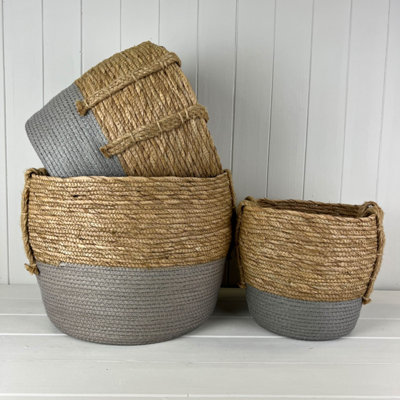  - Satchville Grey Straw Baskets Set