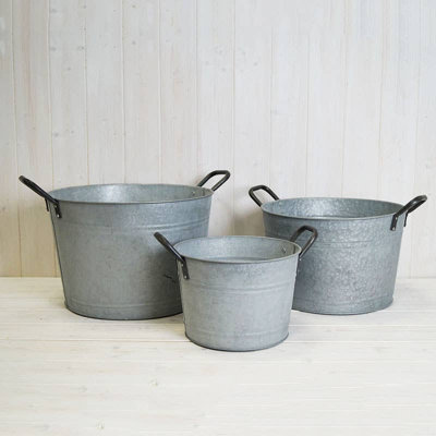 Satchville Aged Zinc Buckets Set from B&Q