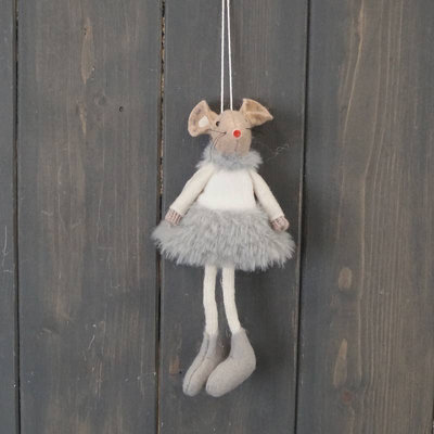  - Satchville Grey Hanging Fabric Mouse With Skirt