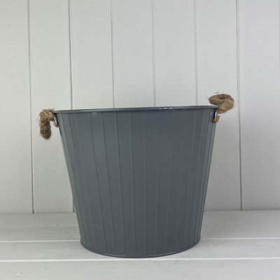 Satchville Cool Grey Round Tapered Zinc Planter from B&Q
