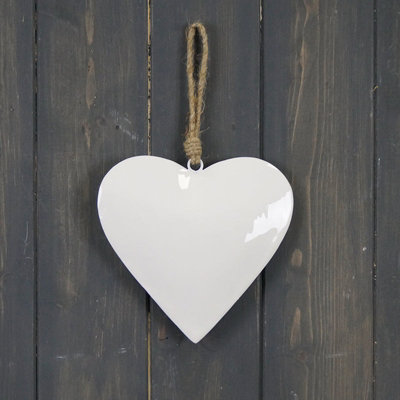  - Satchville White Enamel Hanging Heart