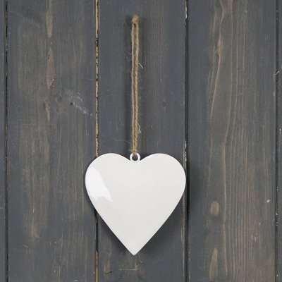  - Satchville White Enamel Hanging Heart