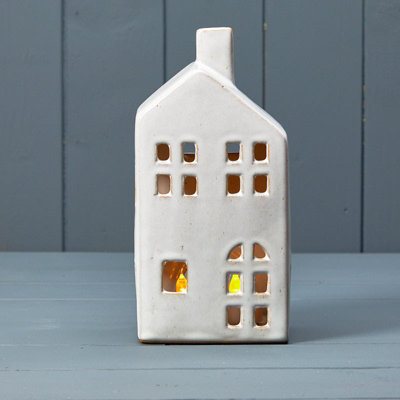 Satchville Ceramic House Tealight With Reactive Glaze from B&Q