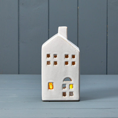 Satchville Reactive Glazed Ceramic House Tealight from B&Q