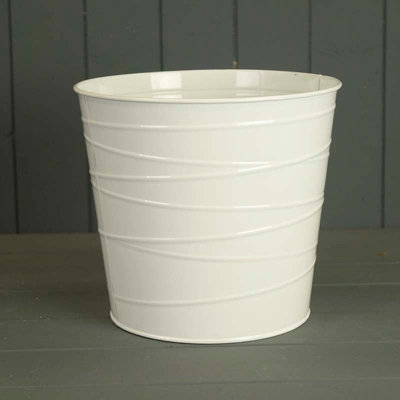 Satchville White Zinc Pot With Drainage from B&Q