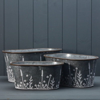 Satchville Meadow Oval Planters Set from B&Q