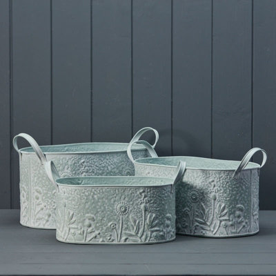 Satchville Sage Oval Planters Set from B&Q
