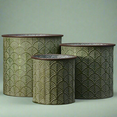 Satchville Zinc Vintage Green Planters Set from B&Q