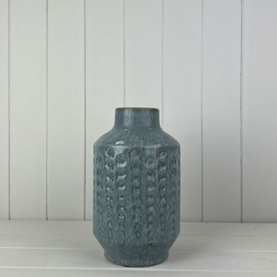 Satchville Dimpled Blue Ceramic Vase from B&Q