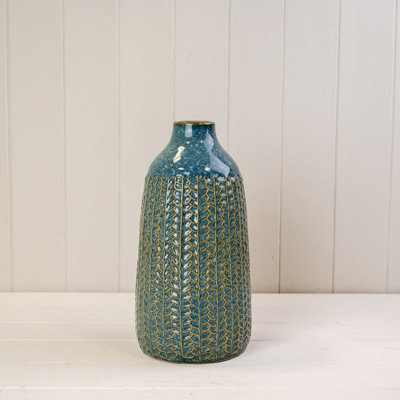  - Satchville Blue Ceramic Glazed Vase