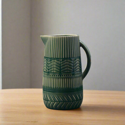 Satchville Green Ceramic Jug/vase from B&Q