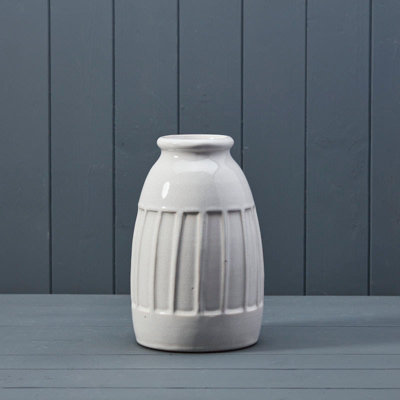 Satchville White Ceramic Glazed Vase from B&Q