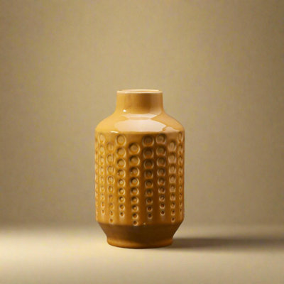 Satchville Dimpled Yellow Ceramic Vase from B&Q