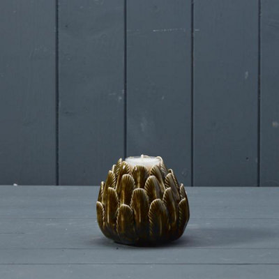  - Satchville Green Ceramic Flower Tealight