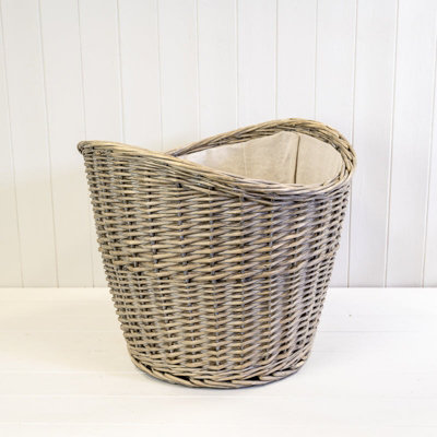  - Satchville Willow Oval Log Basket With Hessian Liner