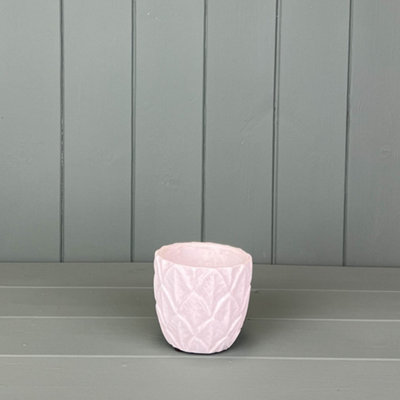 Satchville Round White Cement Pot from B&Q