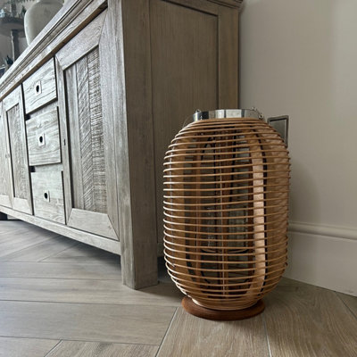 B&Q Natural Rattan Decorative Lantern  46Cm