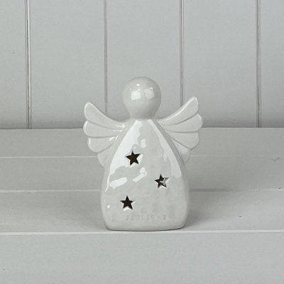Satchville White Ceramic Angel Ornament With Led from B&Q