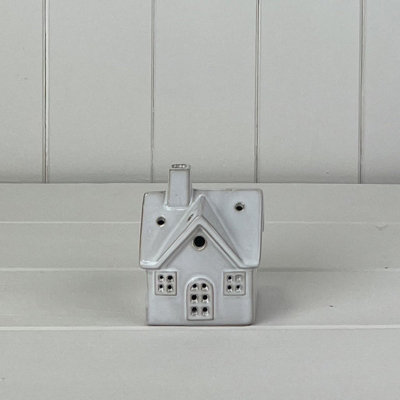  - Satchville White Ceramic House Ornament With Led